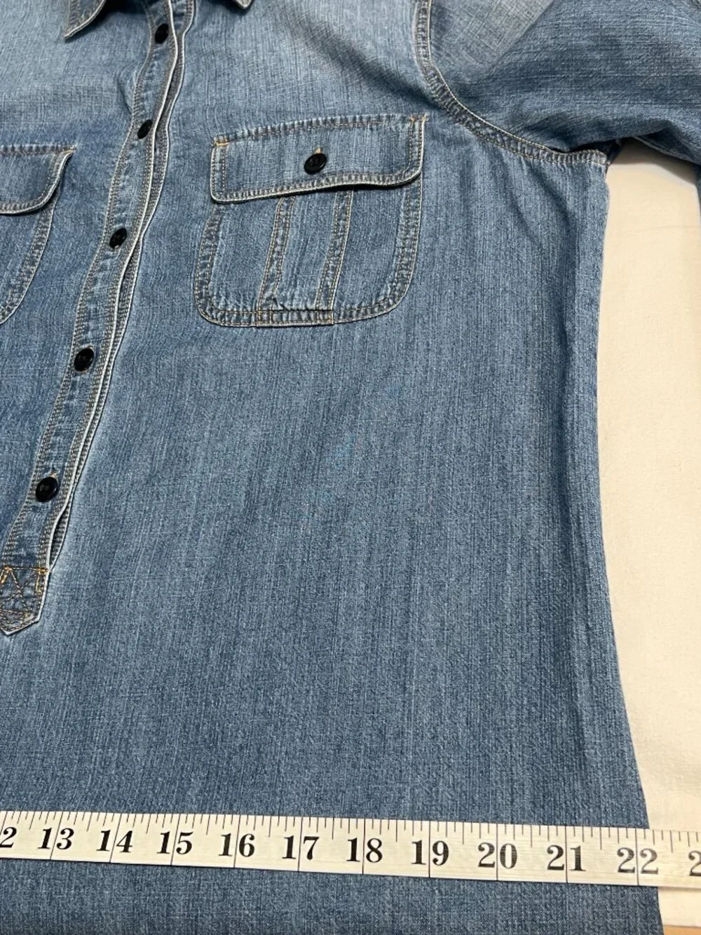 J.Crew Denim Chambray Shirt Dress Size 12 Long Sleeve Pocket Tunic
